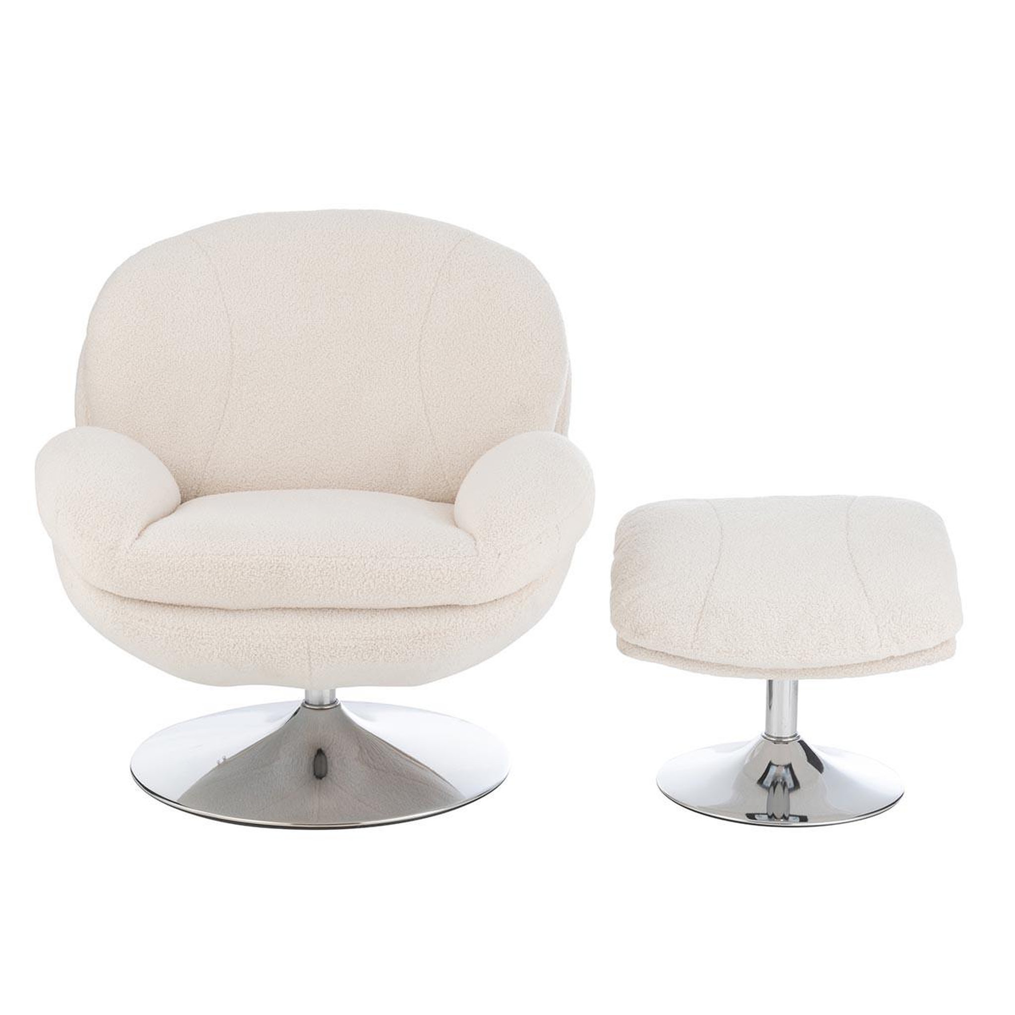 Voir la diapositive 2 : J-LINE Fauteuil Relax & Repose-Pieds  Frosted  88cm Crème