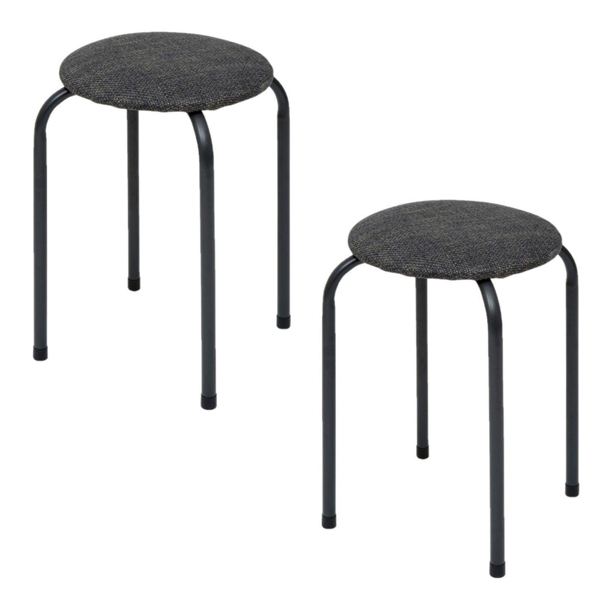 Voir la diapositive 1 : TOILINUX Lot de 2 tabourets d'appoint en métal et tissu chiné flexy