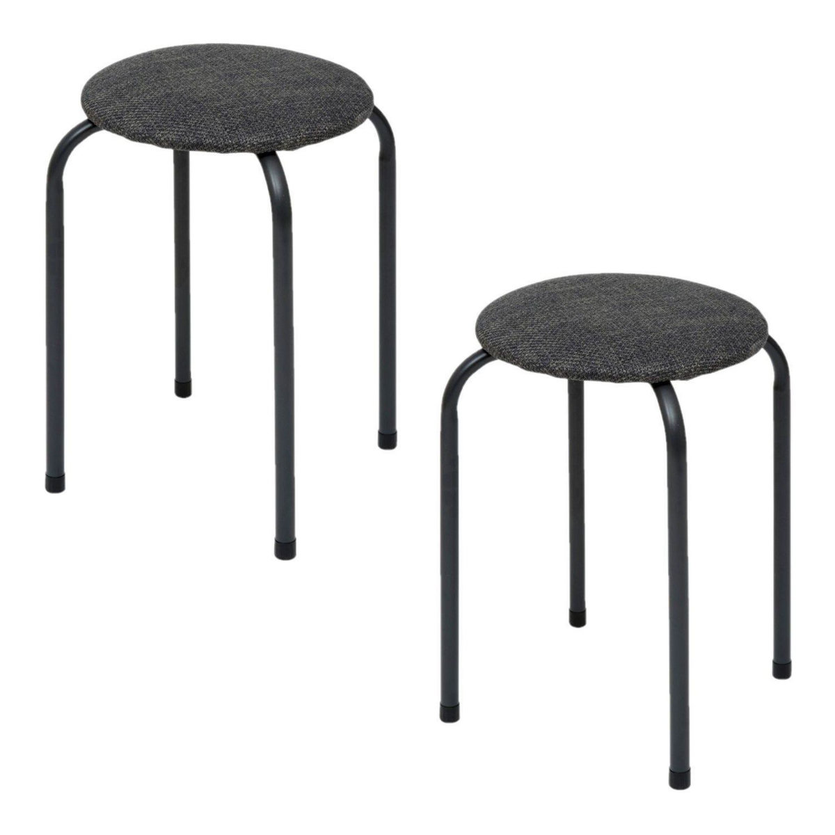 FIVE Lot de 2 tabourets d'appoint en métal et tissu chiné FLEXY