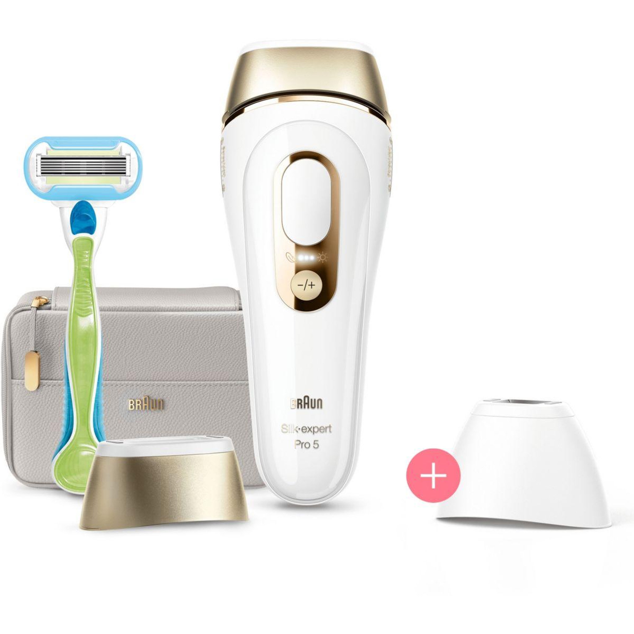 BRAUN Epilateur lumière pulsée IPL PL5154 Silk-expert pro 5, 2 têtes, 1 rasoir Gillette Venus, 1 pochette
