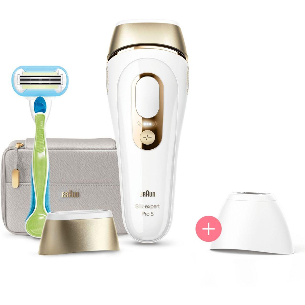 BRAUN Epilateur lumière pulsée IPL PL5154 Silk-expert pro 5, 2 têtes, 1 rasoir Gillette Venus, 1 pochette