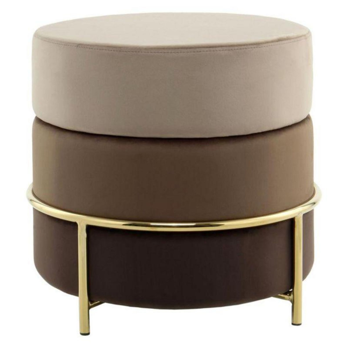 Paris Prix Pouf Rond Design en Velours  Matilda  48cm Marron