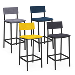 ID MARKET Lot de 4 tabourets de bar AUBIN avec dossier chaise de cuisine velours mix color bleu, gris clair, gris foncé, jaune