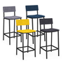 Voir la diapositive 1 : ID MARKET Lot de 4 tabourets de bar AUBIN avec dossier chaise de cuisine velours mix color bleu, gris clair, gris foncé, jaune