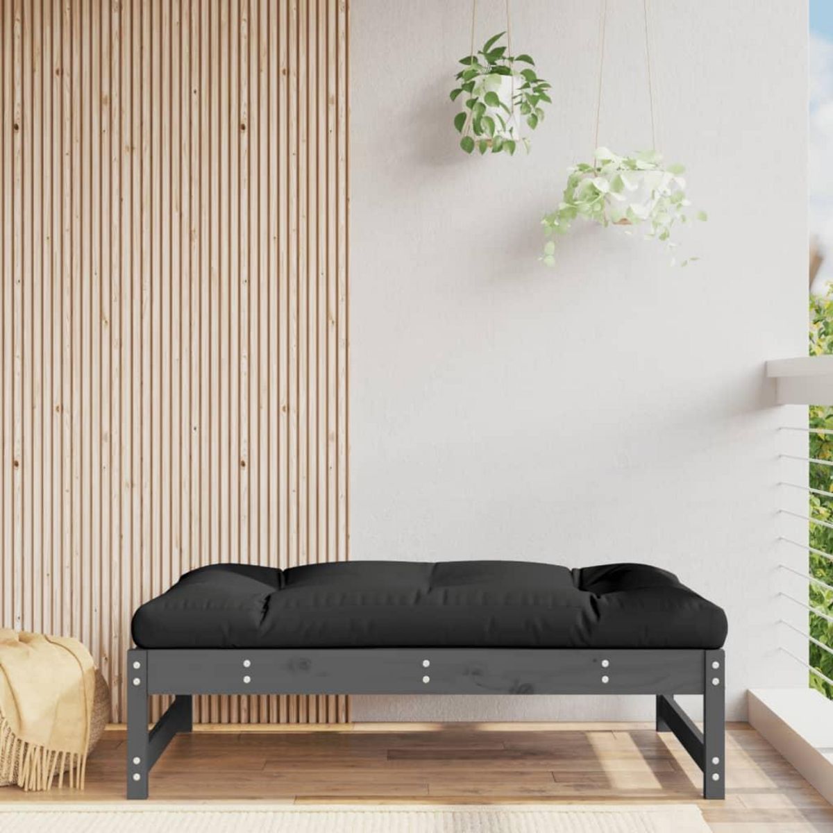 VIDAXL Repose-pied de jardin 120x80 cm gris bois de pin massif