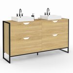ID MARKET Meuble double vasque salle de bain DETROIT 4 tiroirs design industriel