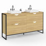 Voir la diapositive 1 : ID MARKET Meuble double vasque salle de bain DETROIT 4 tiroirs design industriel