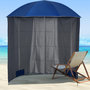 Voir la diapositive 2 : OUTSUNNY Parasol de plage Ø 2,2 x 2,2H cm protection UPF 50 + sac transport, sardines et lestage intégrés bleu