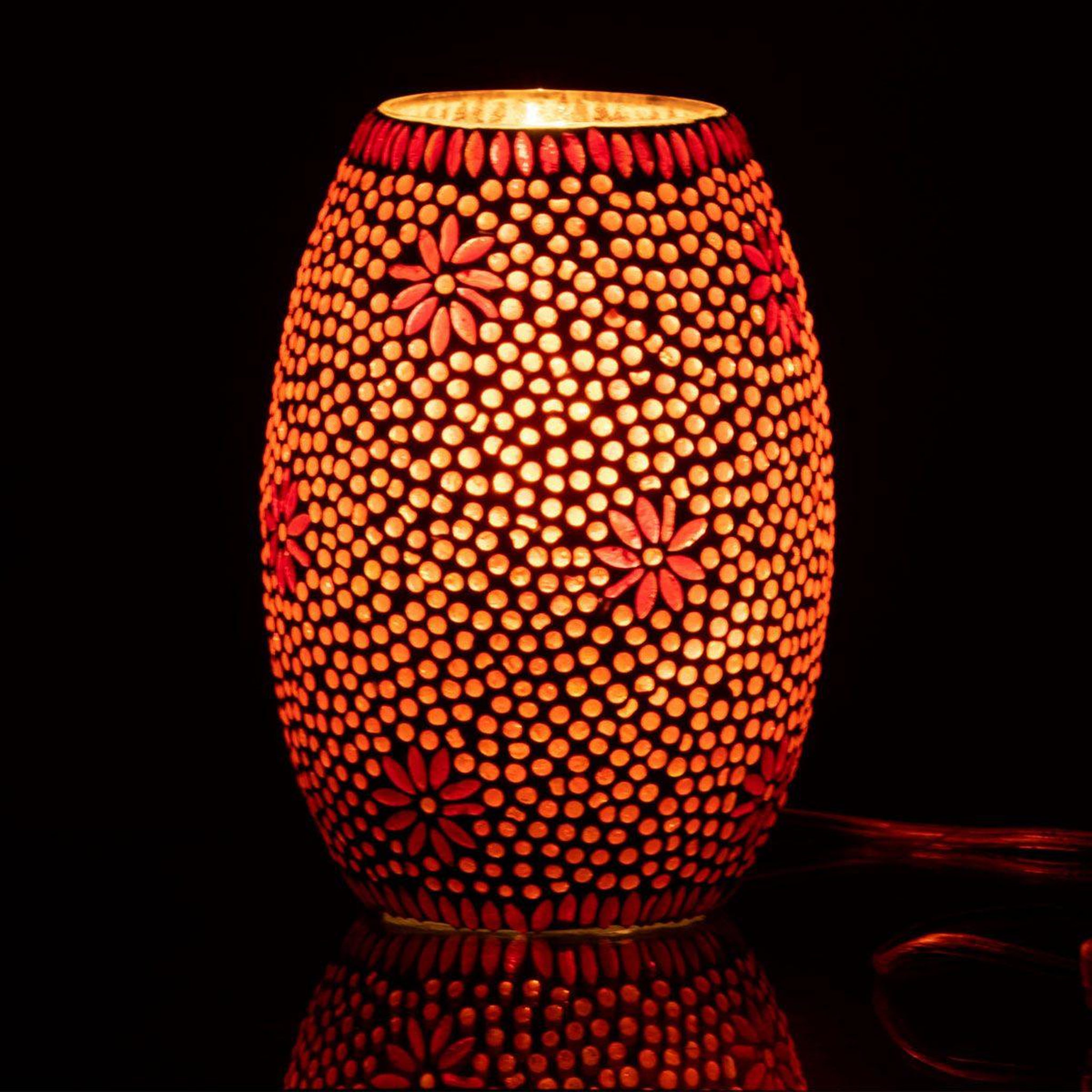 Voir la diapositive 4 : J-LINE Lampe à Poser en Verre  Bram  20cm Rouge
