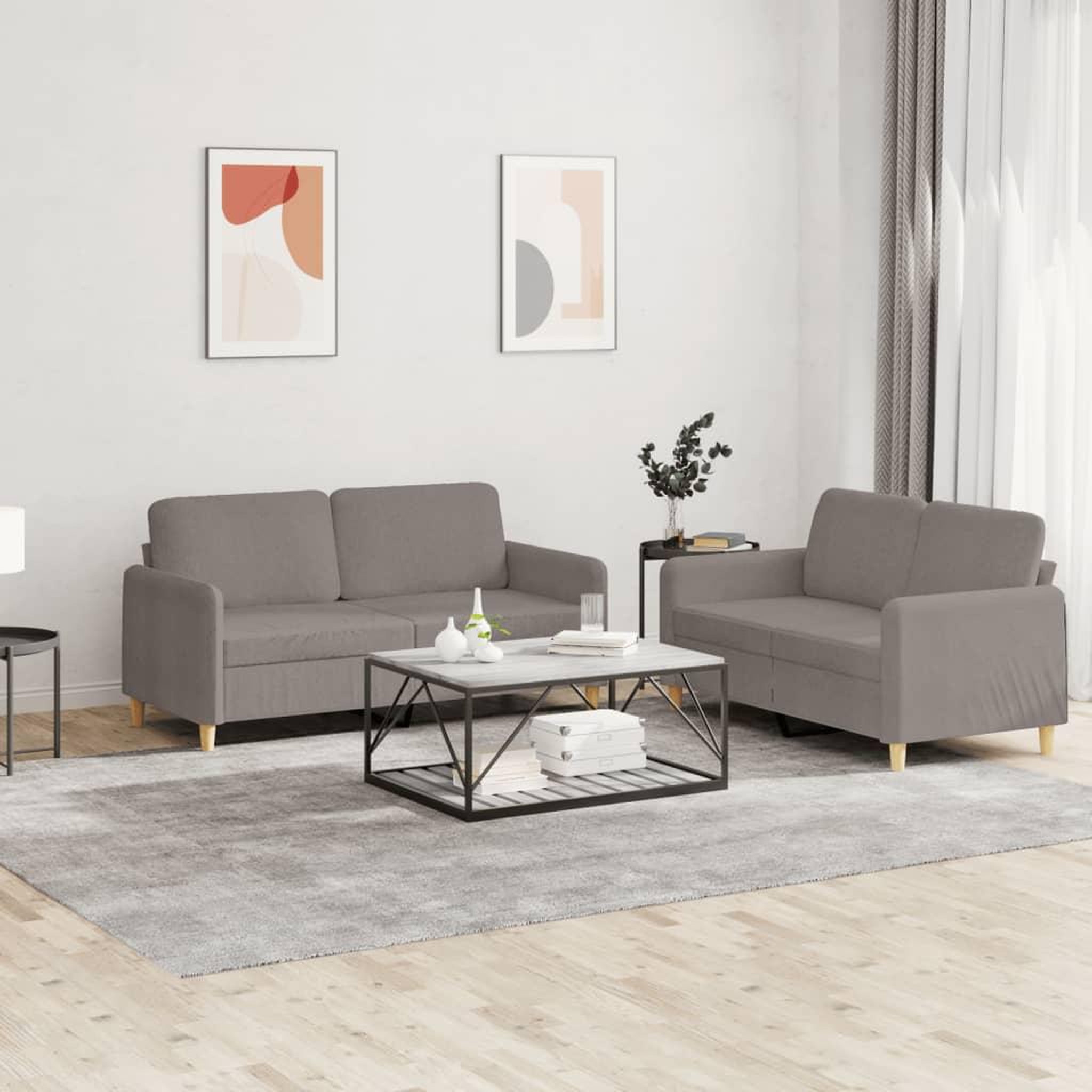VIDAXL Ensemble de canapes 2 pcs avec coussins Taupe Tissu