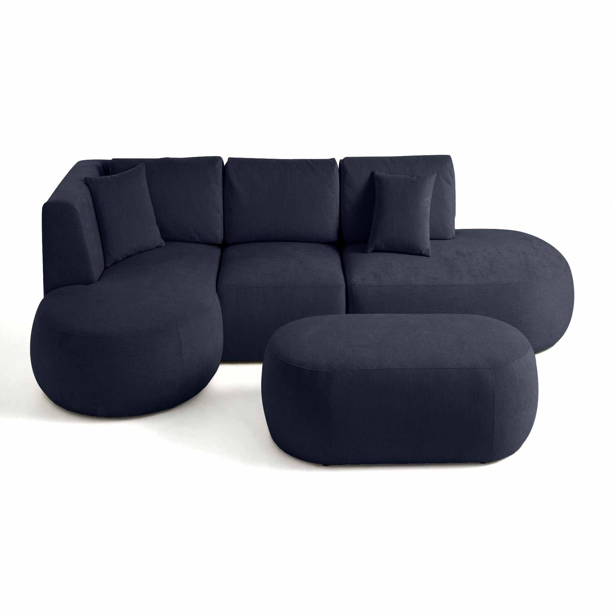 Voir la diapositive 5 : LISA DESIGN Santorini - canapé modulable d'angle gauche + pouf - 5 places - en tissu texturé