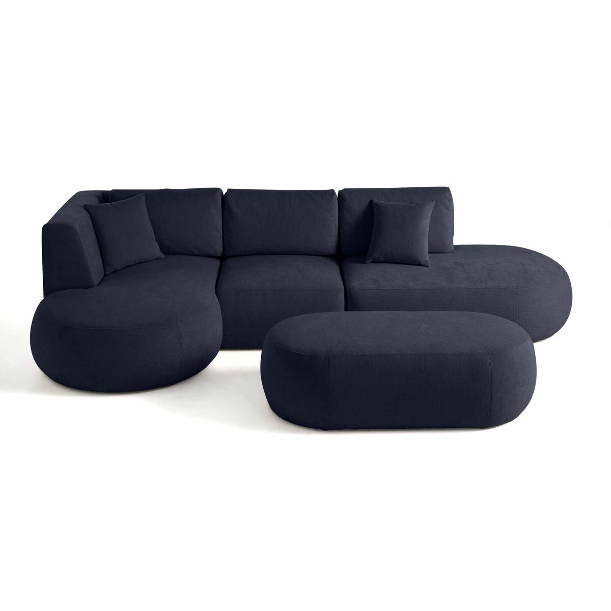LISA DESIGN Santorini - canapé modulable d'angle gauche + pouf - 5 places - en tissu texturé