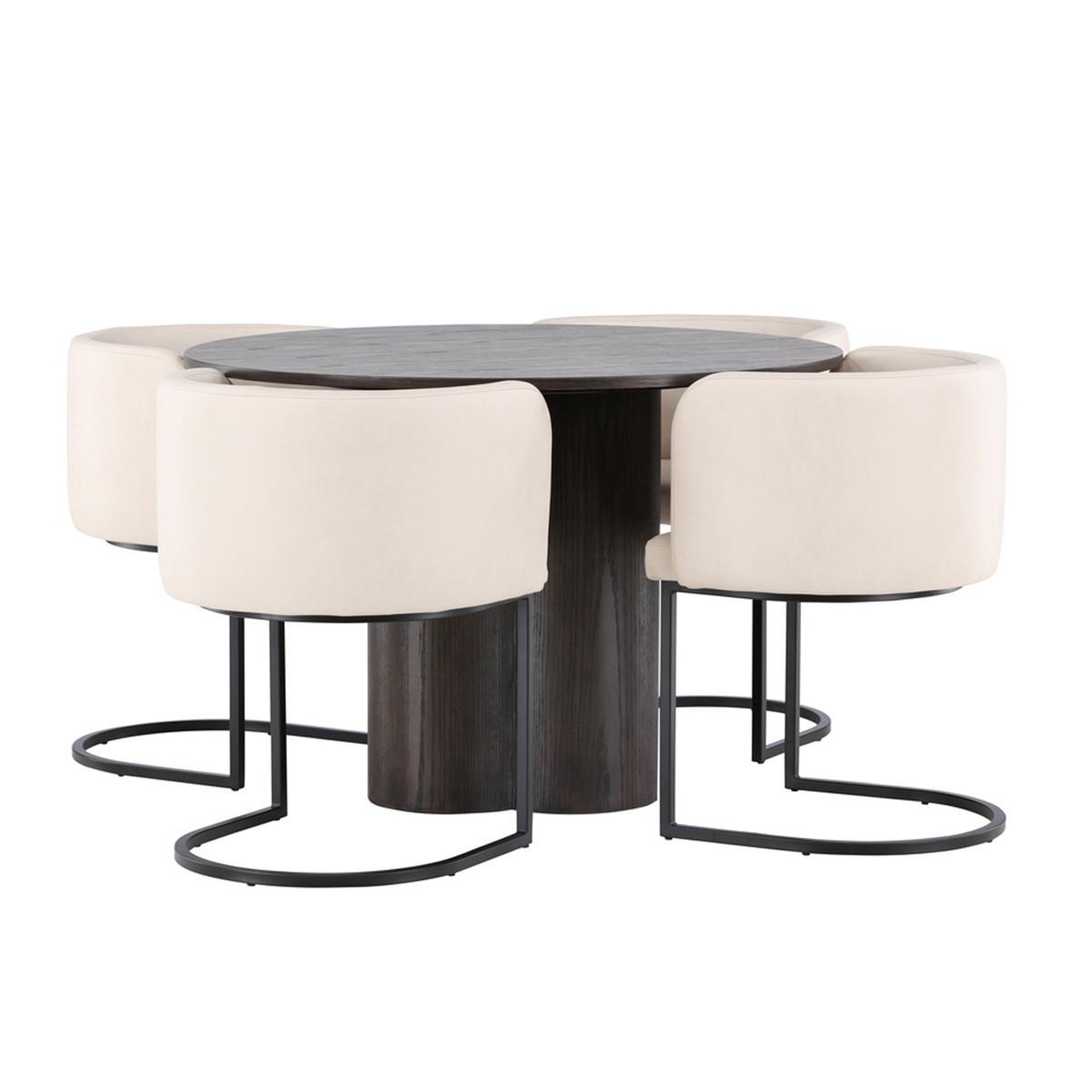 Paris Prix Ensemble table à manger & 4 chaises  olivia & simrishamn  110cm moka & beige