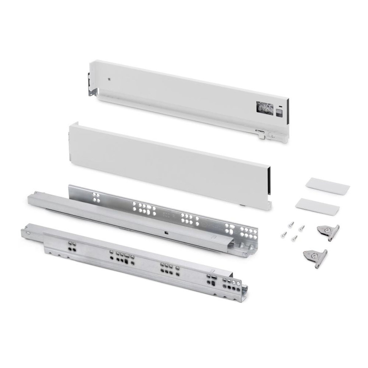 EMUCA SRL Tiroir extérieur Vertex avec réglages 3D hauteur 93mm -  60kg -  profondeur 500mm -  acier -  Peint en blanc