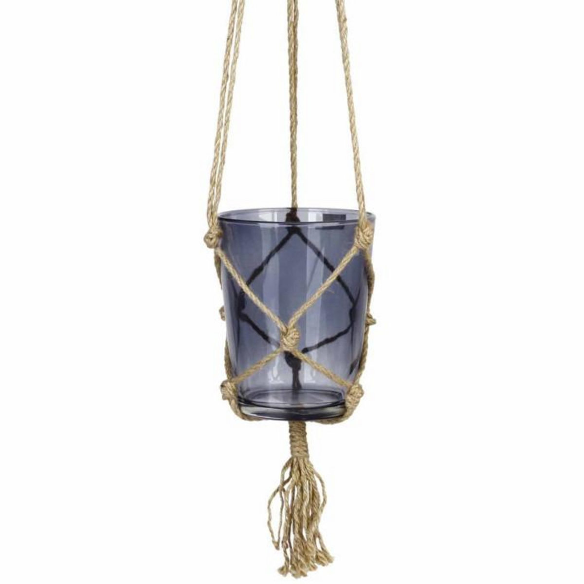 Paris Prix Pot en Verre Suspendu  Chanvre  13cm Gris
