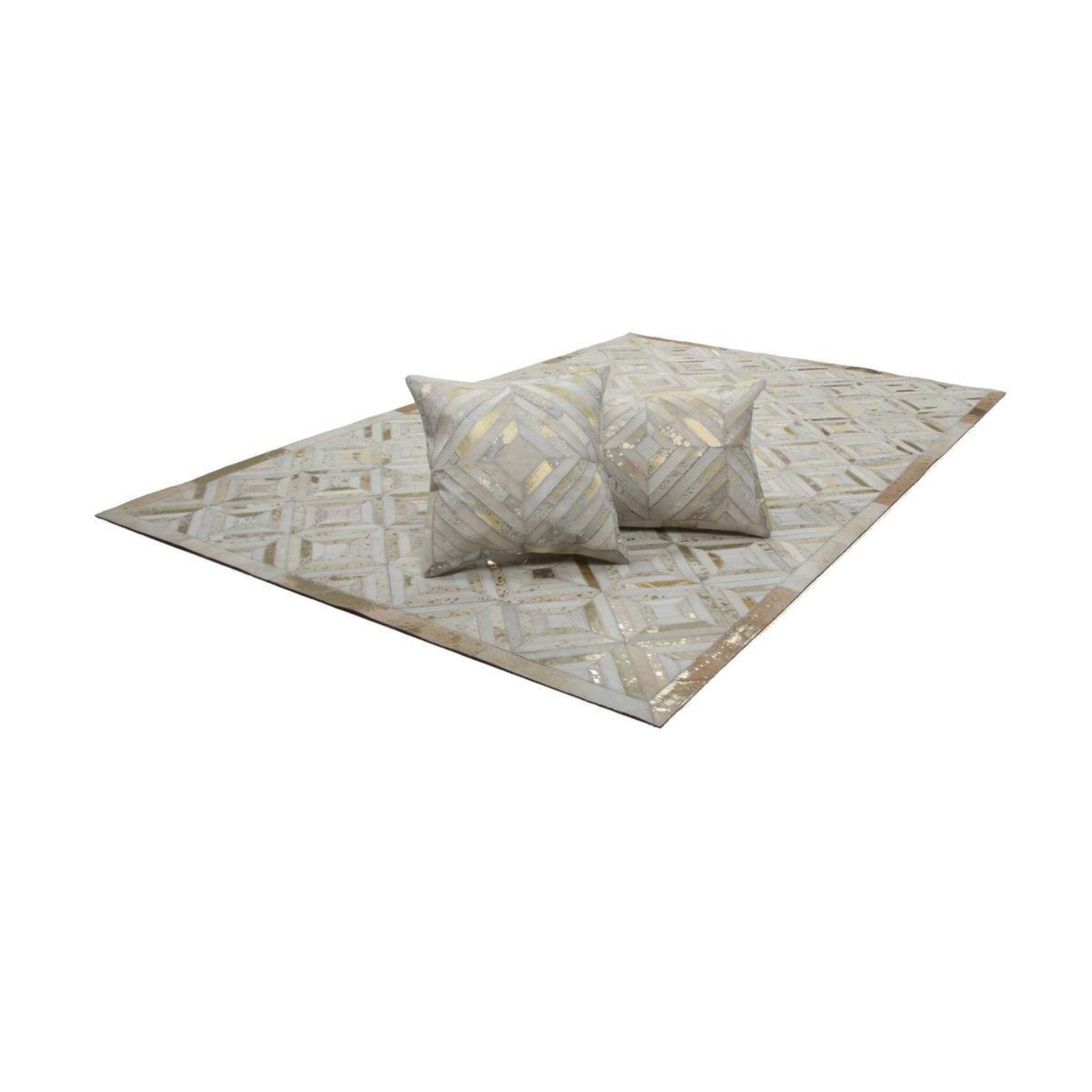 Voir la diapositive 4 : Paris Prix Tapis en cuir fait main  spark  ivoire & or