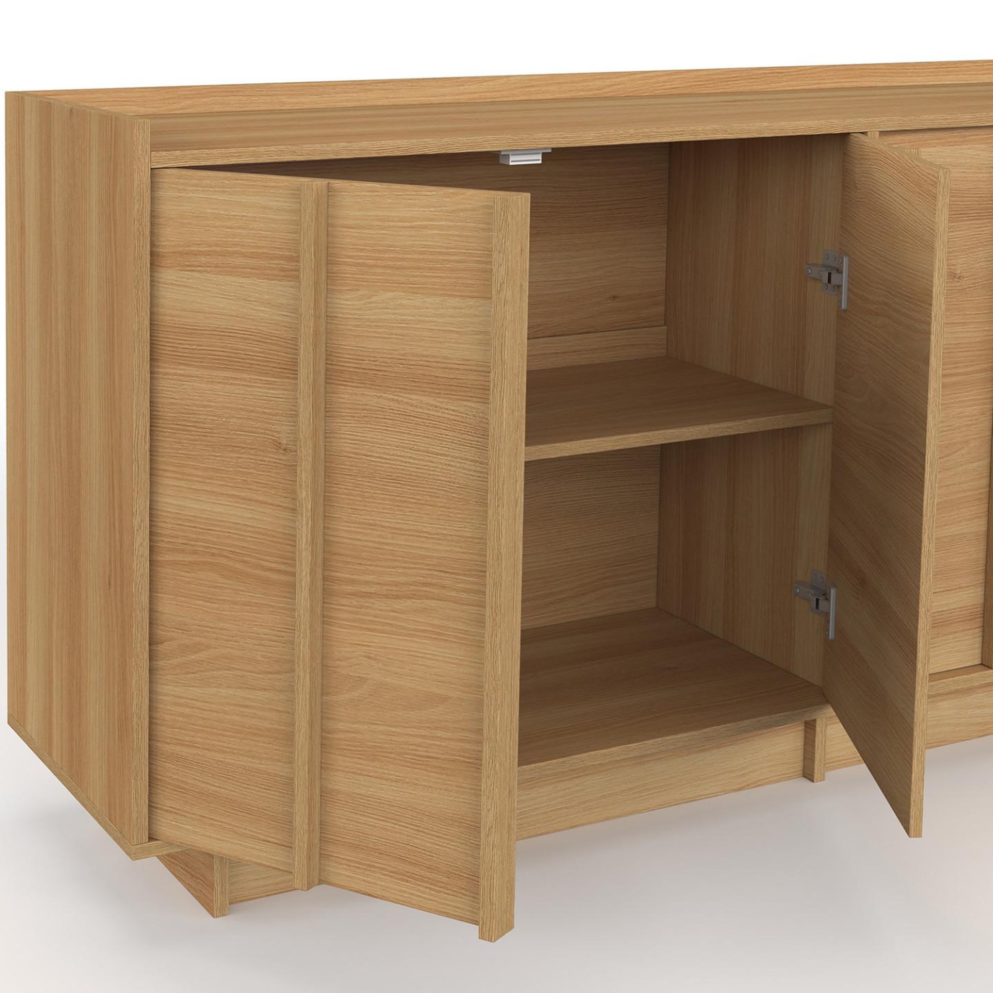 Voir la diapositive 6 : ID MARKET Buffet 160 cm rosie 4 portes façon hêtre design minimaliste