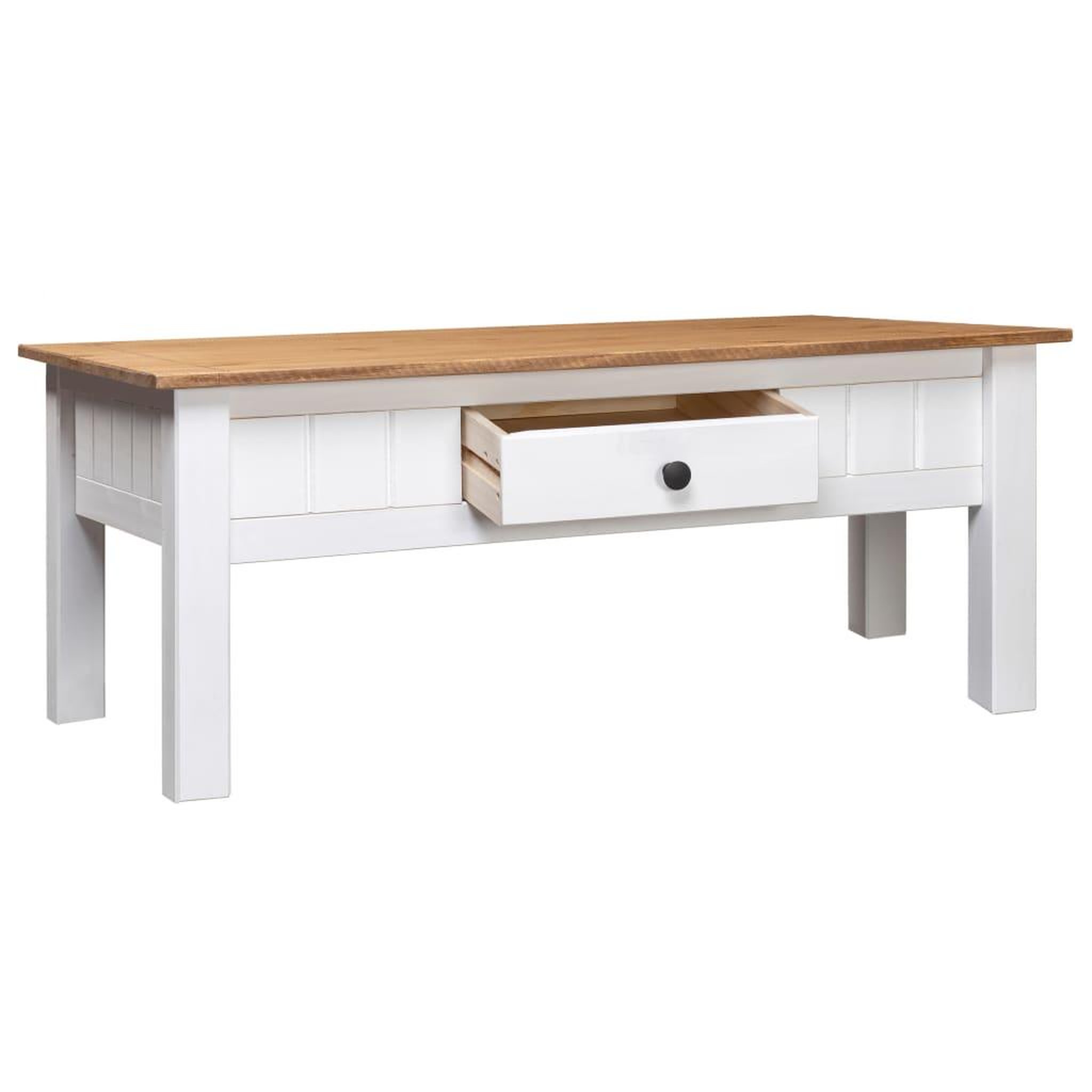 Voir la diapositive 3 : VIDAXL Table basse Blanc 100x60x45 cm Pin massif Assortiment Panama