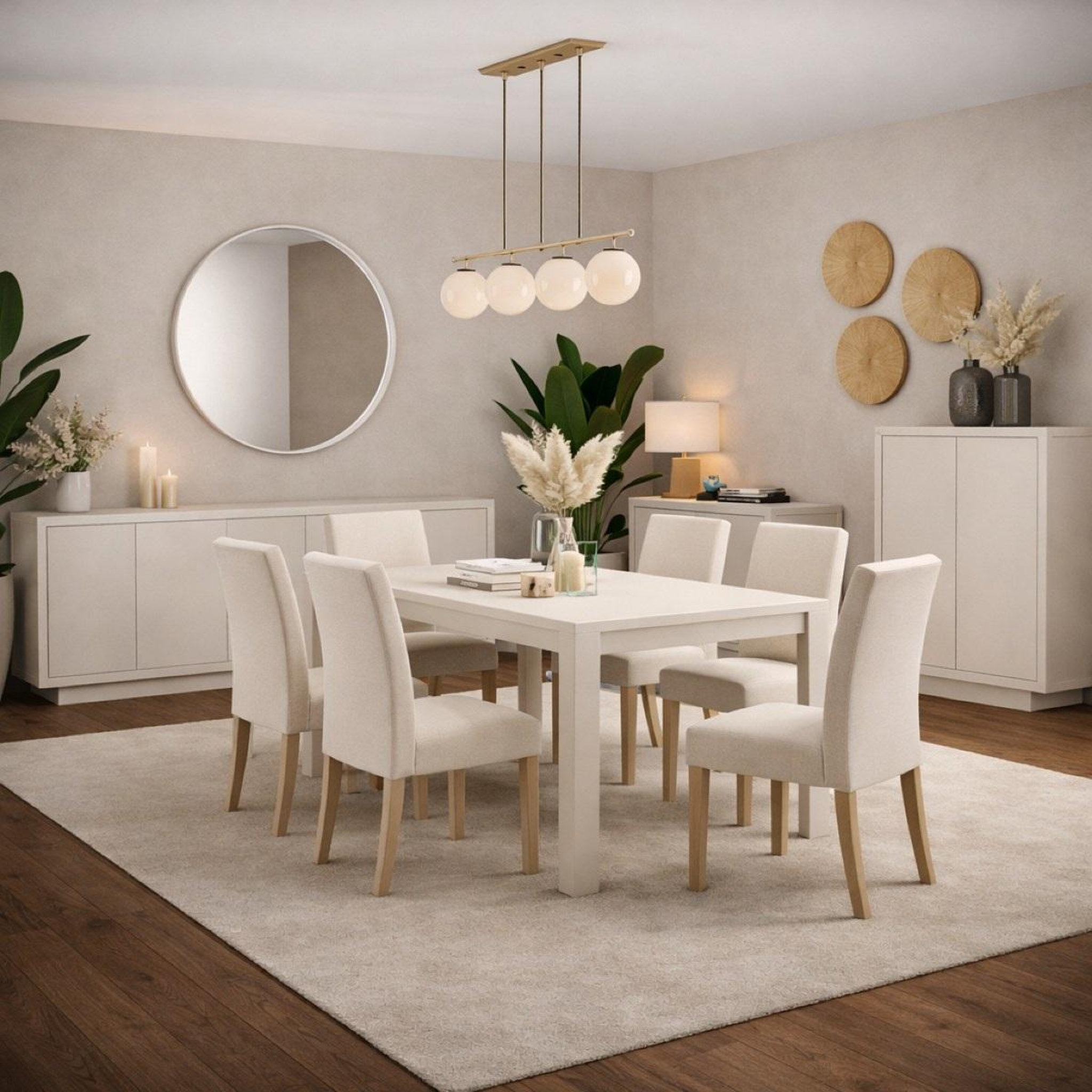 Voir la diapositive 4 : JLC KREATION Buffet bas moderne beige 4 portes 210cm yori