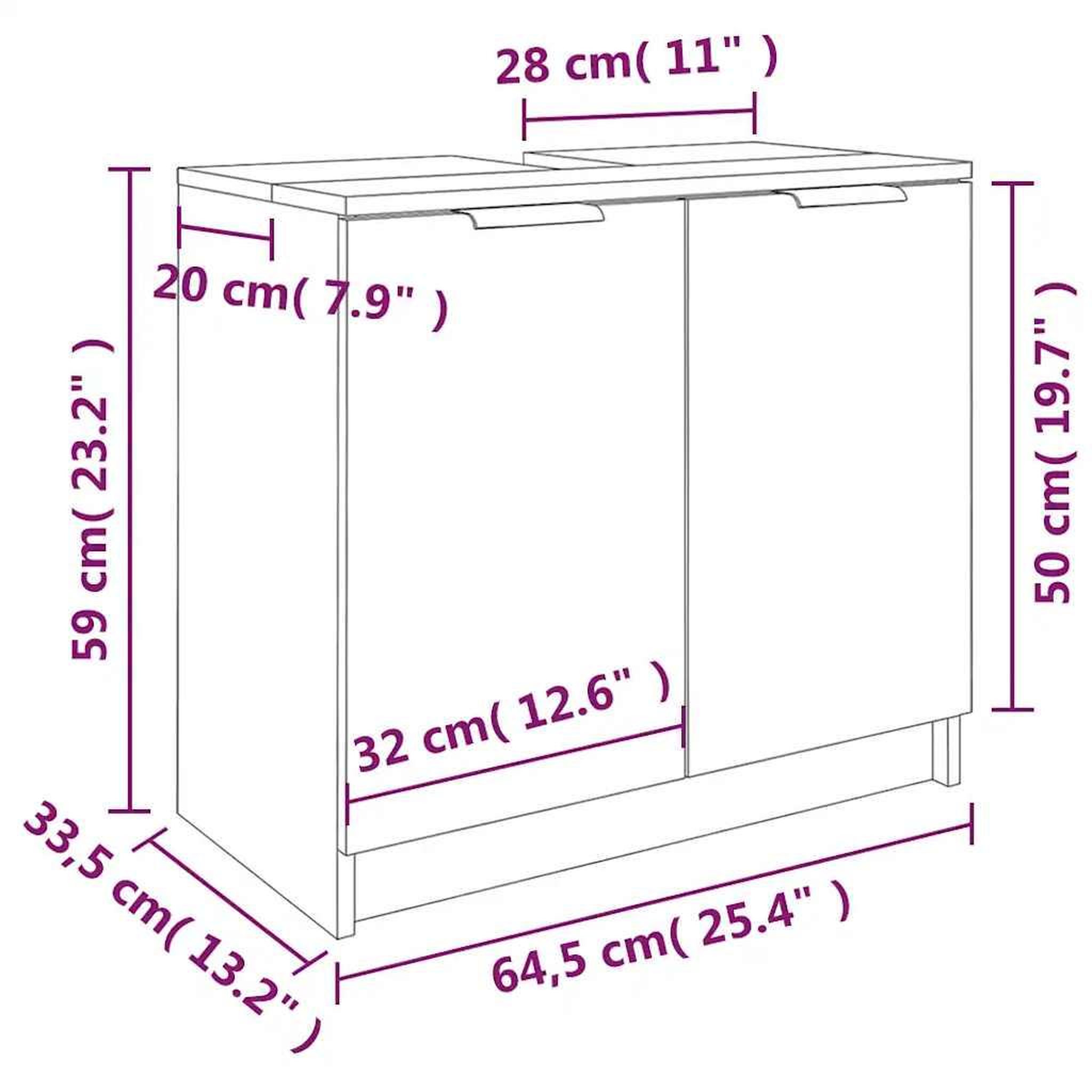 Voir la diapositive 6 : VIDAXL Armoire de bain Sonoma gris 64,5x33,5x59 cm Bois d'ingenierie