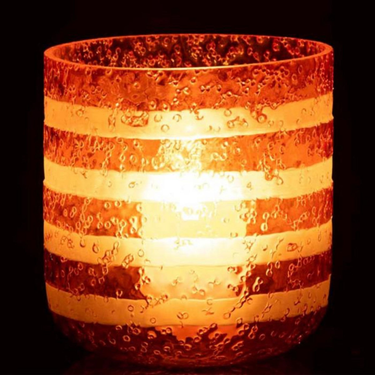 Paris Prix Photophore Design en Verre  Lignes  15cm Orange