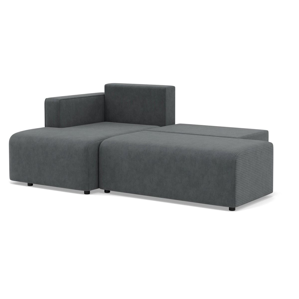 BEST MOBILIER Topaze - canapé d'angle gauche 4 places convertible avec coffre en velours côtelé