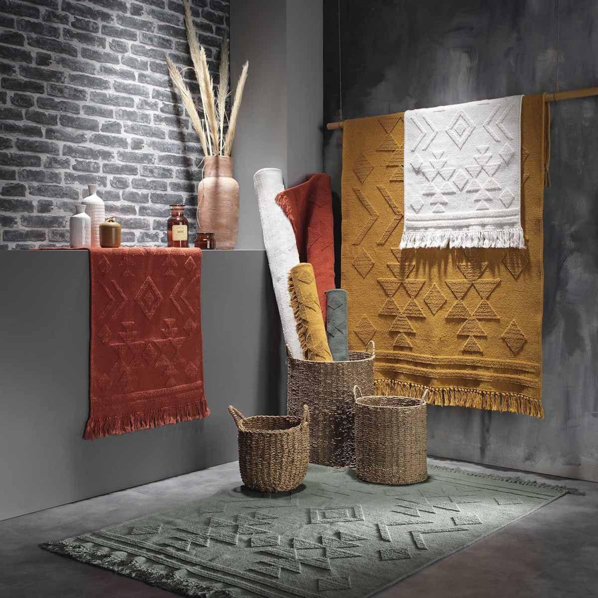 Paris Prix Tapis Déco à Franges  Cilaos  120x170cm Terracotta