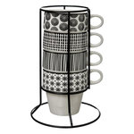 SECRET DE GOURMET Lot de 4 Mugs sur Rack  Bohemia  26cl Blanc