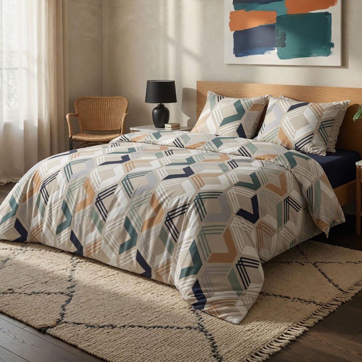 Home collection Parure housse de couette malte marine