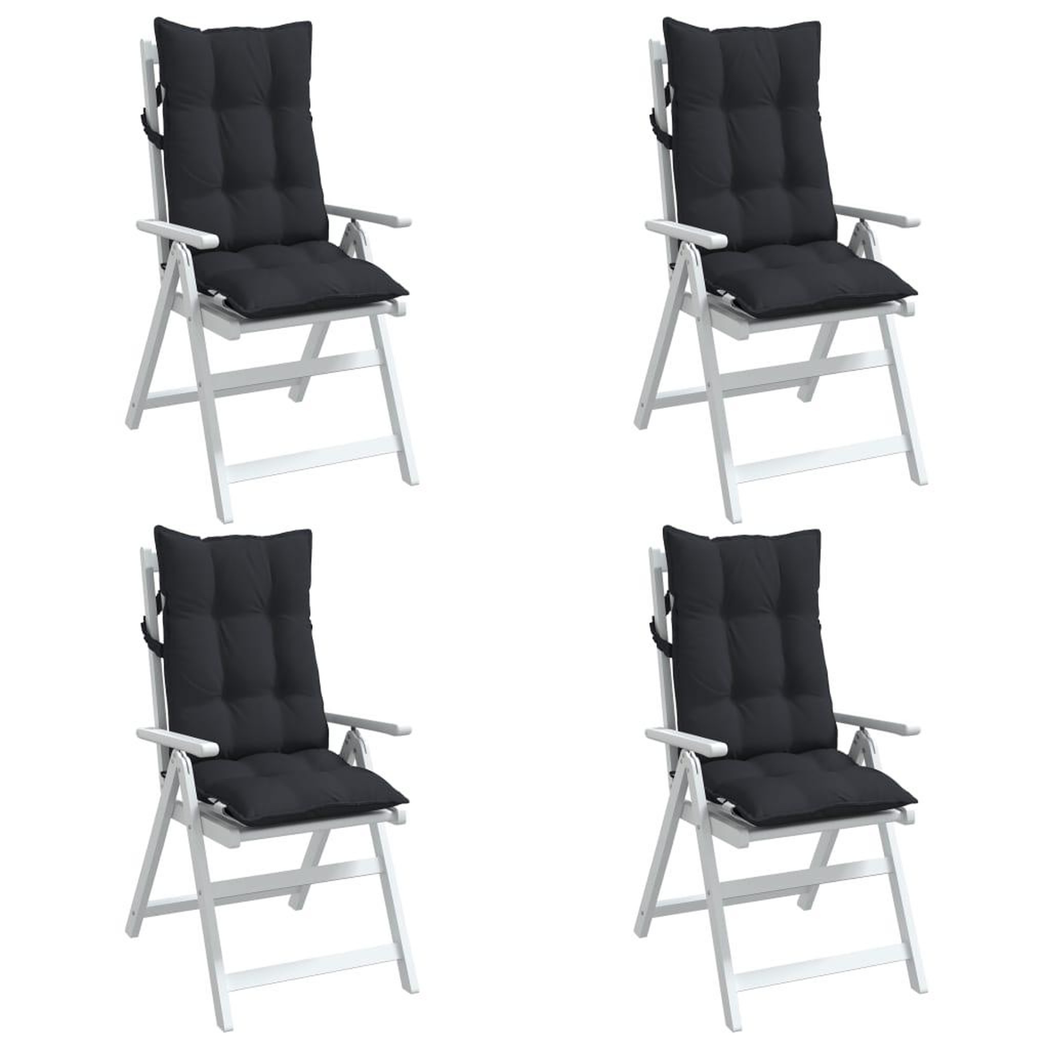 Voir la diapositive 4 : VIDAXL Coussins de chaise a dossier haut lot de 4 noir tissu oxford