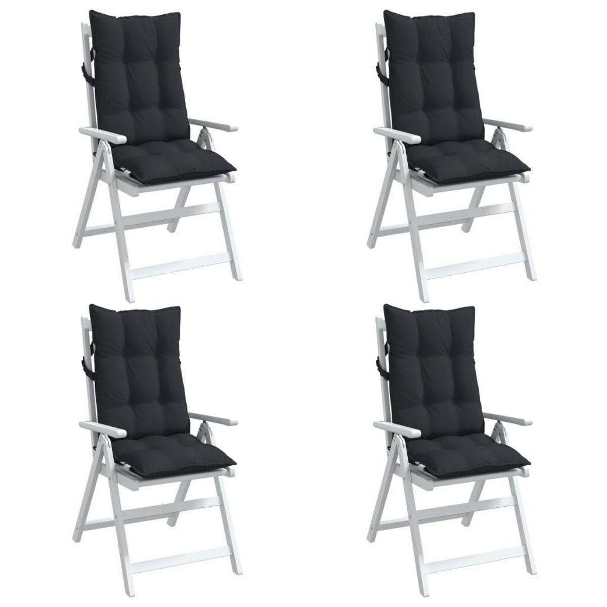 VIDAXL Coussins de chaise a dossier haut lot de 4 noir tissu oxford