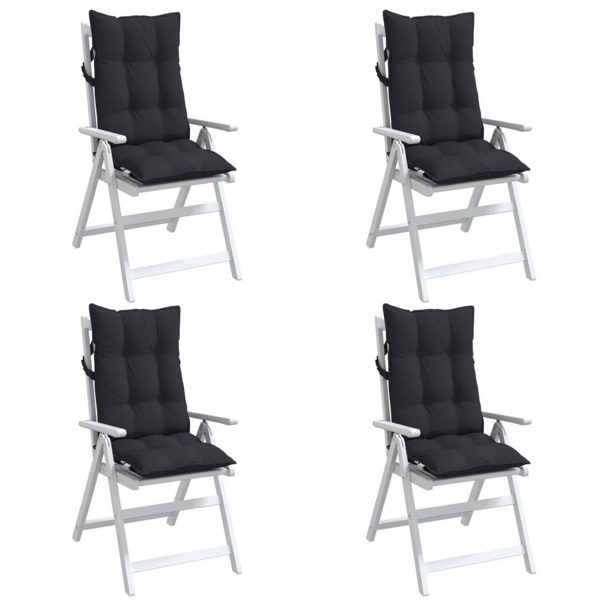 VIDAXL Coussins de chaise a dossier haut lot de 4 noir tissu oxford
