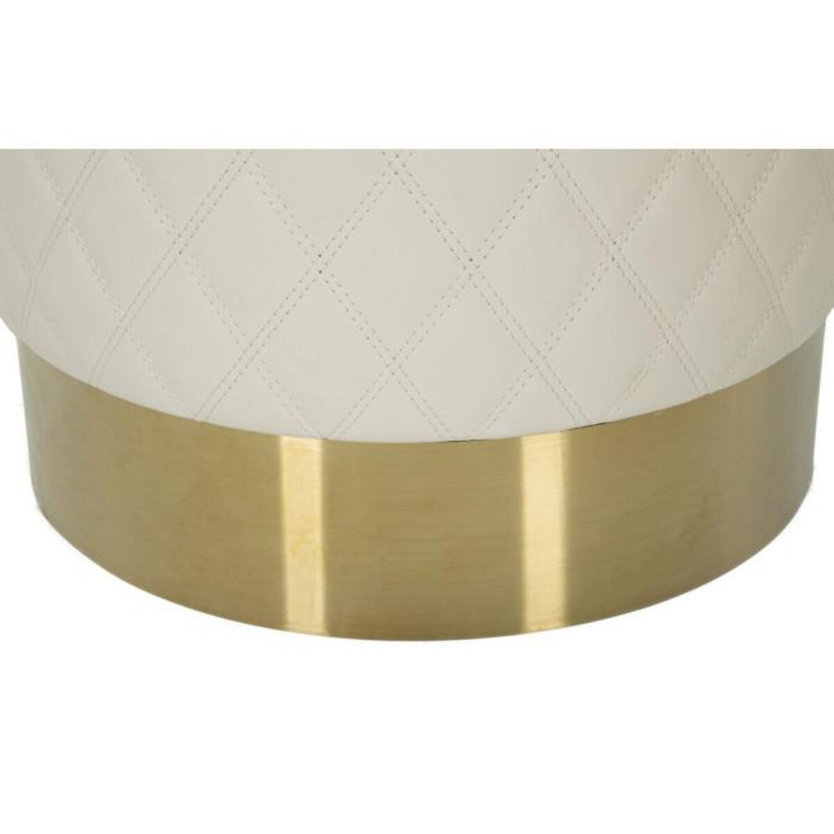 Paris Prix Pouf Matelassé  Sharon  38cm Blanc & Or