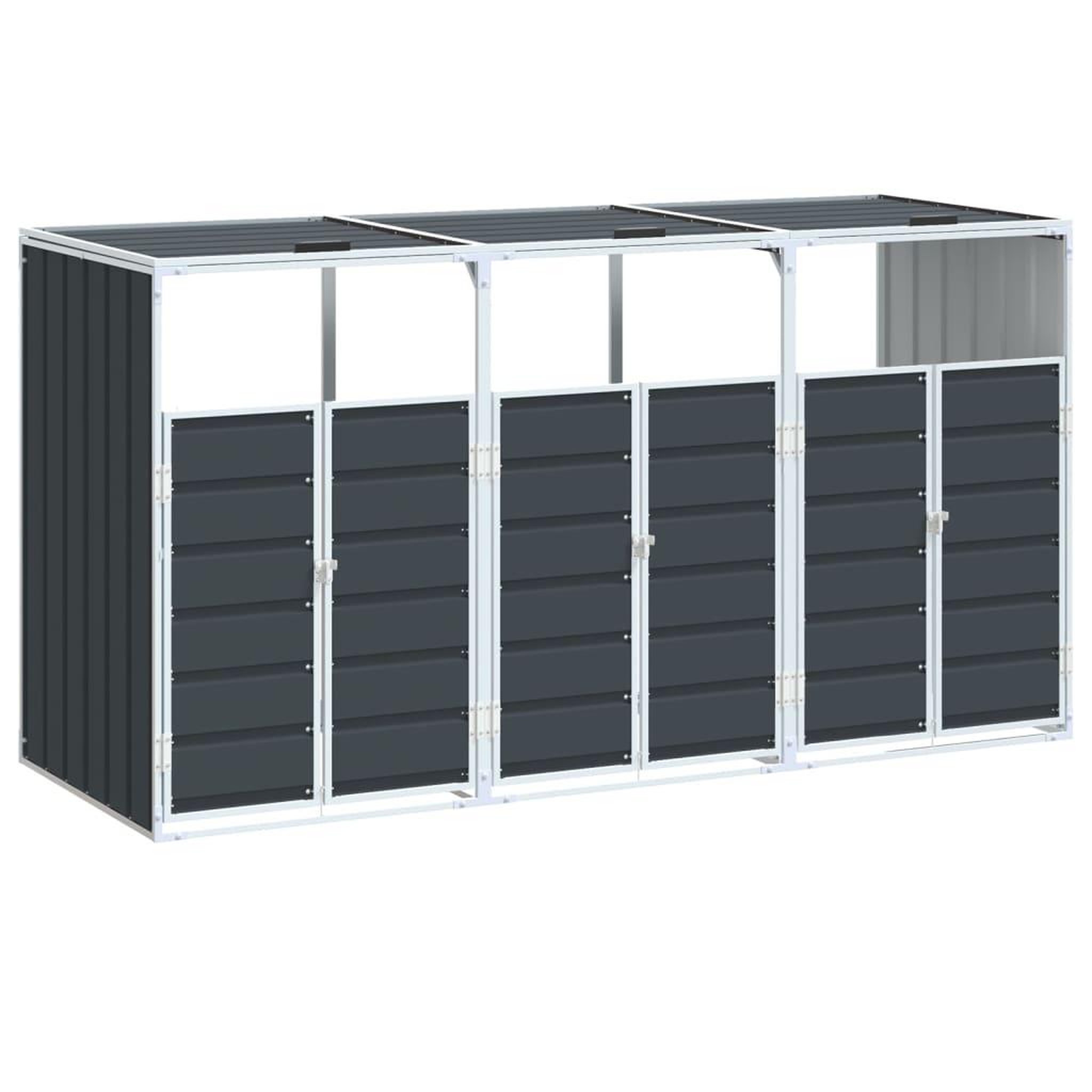 Voir la diapositive 2 : VIDAXL Rangement a roulettes pour poubelles pour trois bacs acier