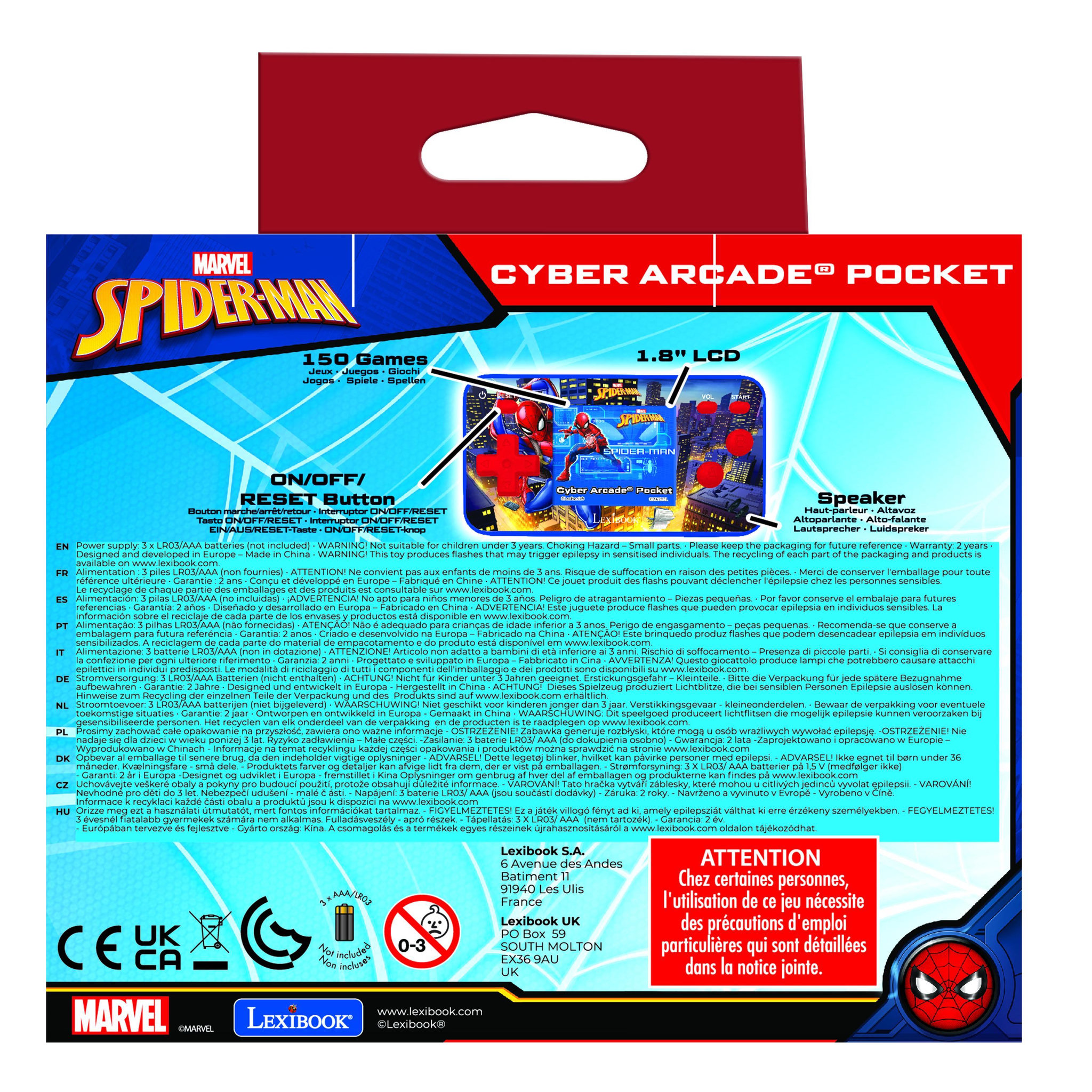 Voir la diapositive 5 : Lexibook Mini Console de jeux portable couleur Spiderman Cyber Arcade Pocket