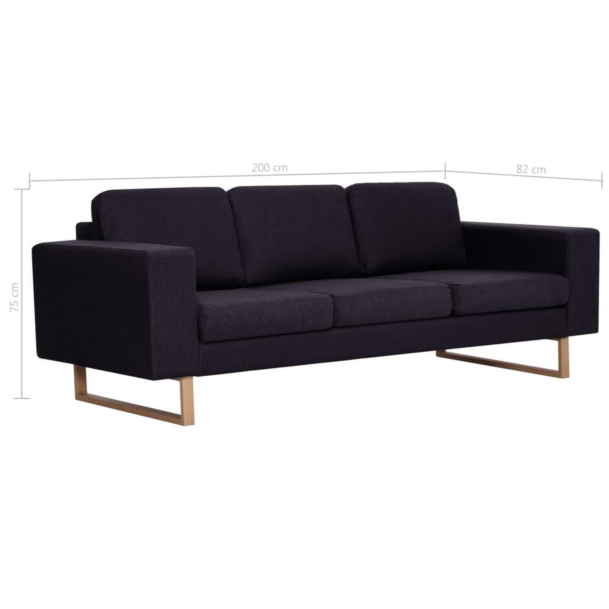 Voir la diapositive 6 : VIDAXL Canape a 3 places Tissu Noir