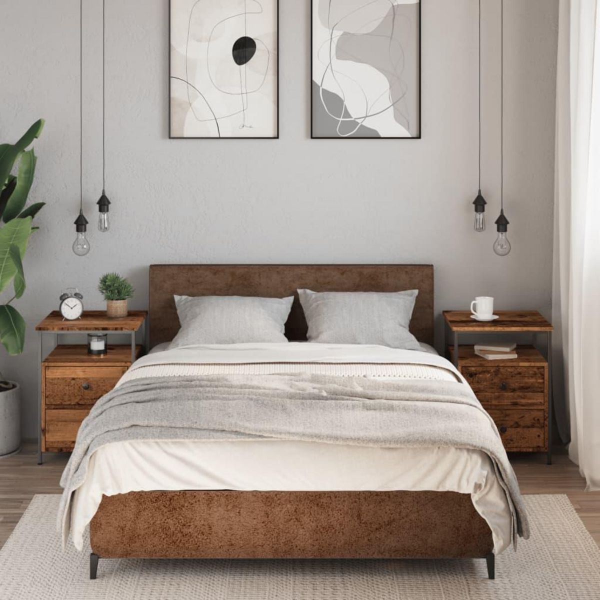 VIDAXL Tables de chevet 2 pcs vieux bois 44x45x60 cm bois d'ingenierie