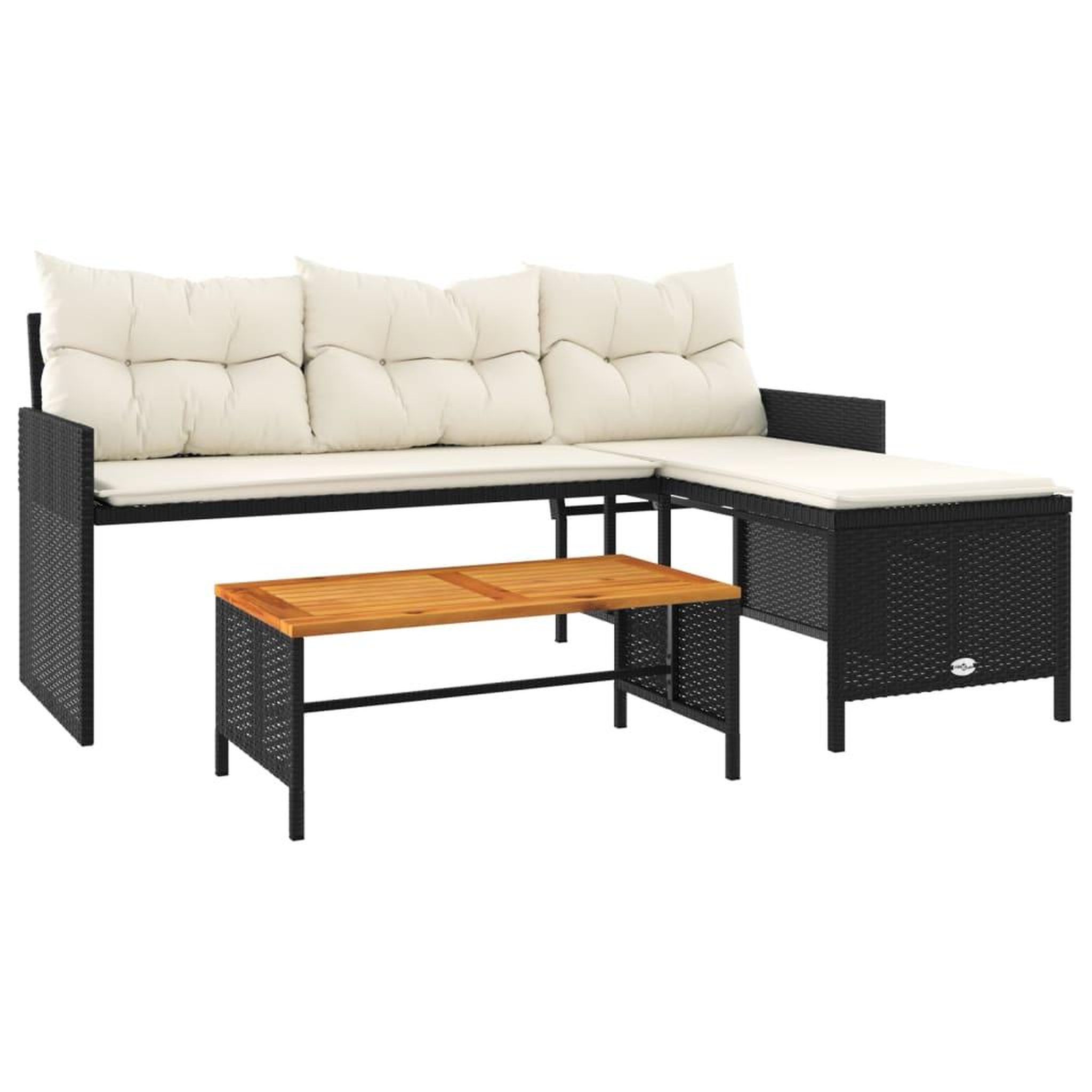 Voir la diapositive 2 : VIDAXL Canape de jardin avec table et coussins en forme de L noir