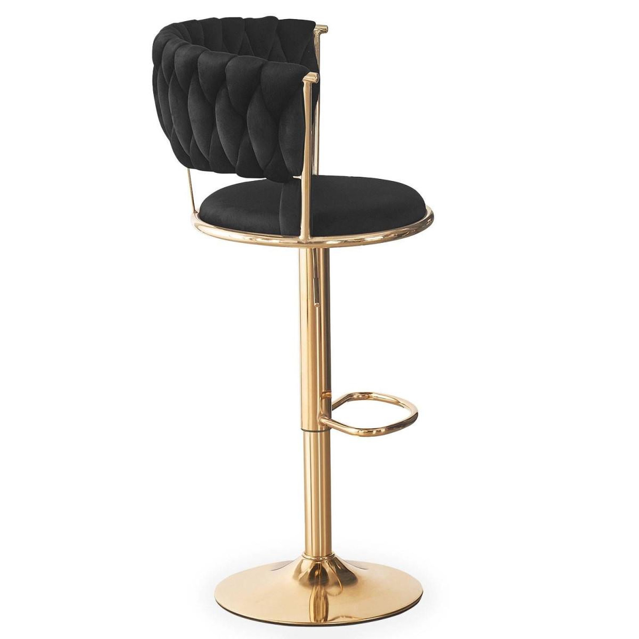 Voir la diapositive 5 : Paris Prix Lot de 2 chaises de bar en velours  odyssée  87-109cm noir & or