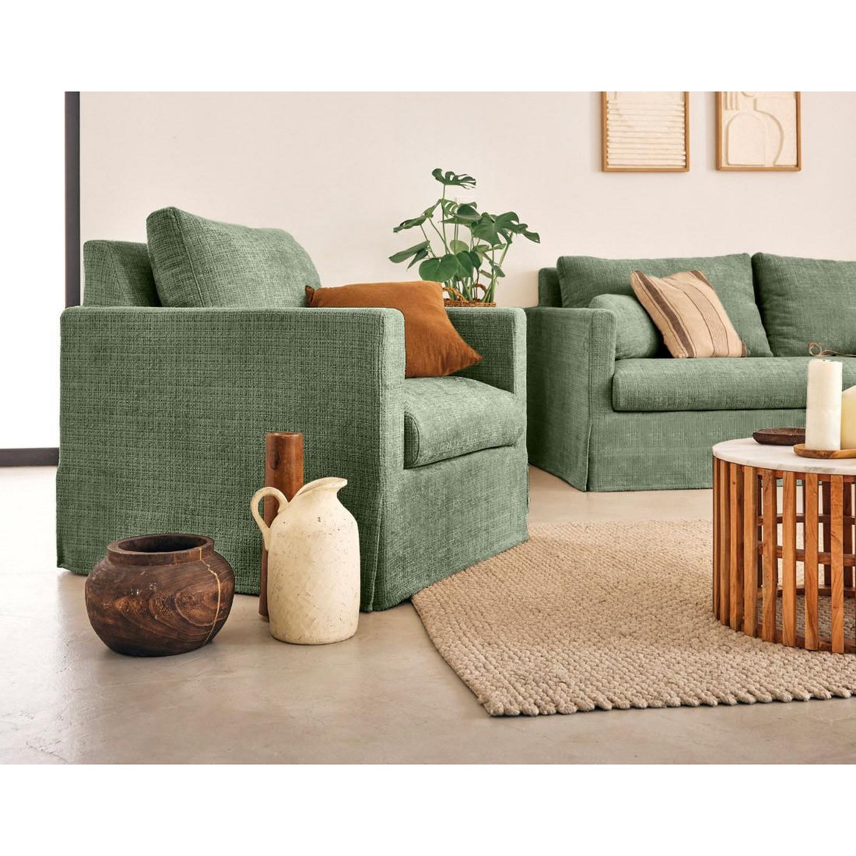 LISA DESIGN Serena - fauteuil déhoussable en velours texturé