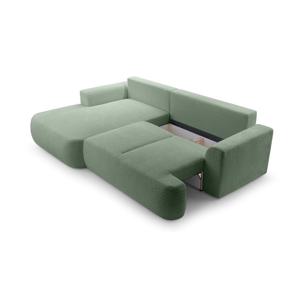 BEST MOBILIER Candela - canapé d'angle gauche 4 places - convertible avec coffre - en tissu bouclette