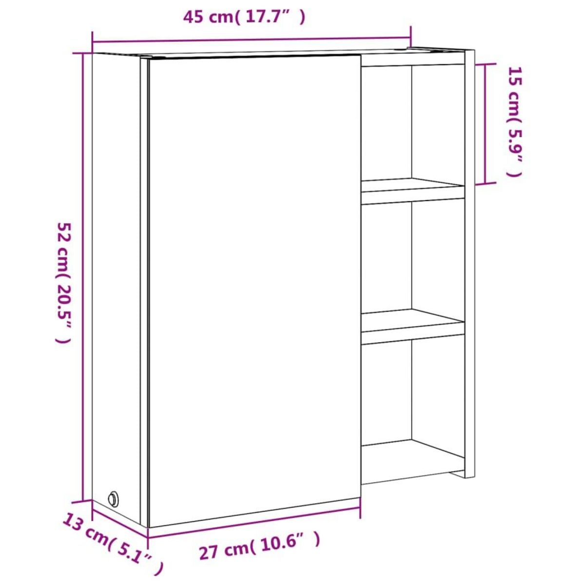 VIDAXL Armoire de salle de bain a miroir avec LED blanc 45x13x52 cm