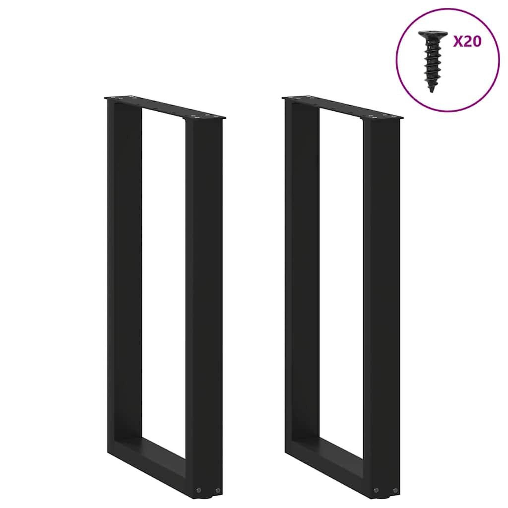 Voir la diapositive 3 : VIDAXL Pieds de table basse forme de U 2 pcs noir 40x(90-91) cm acier