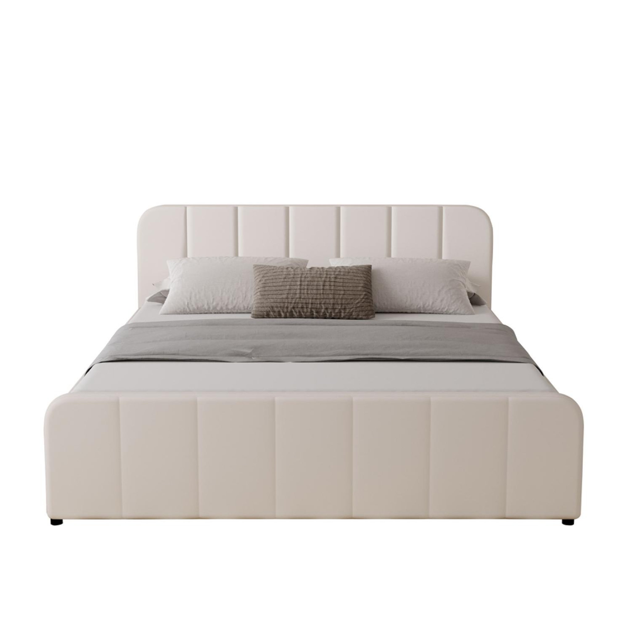 Voir la diapositive 5 : CONCEPT USINE Lit coffre 160x200cm en velours beige tampa