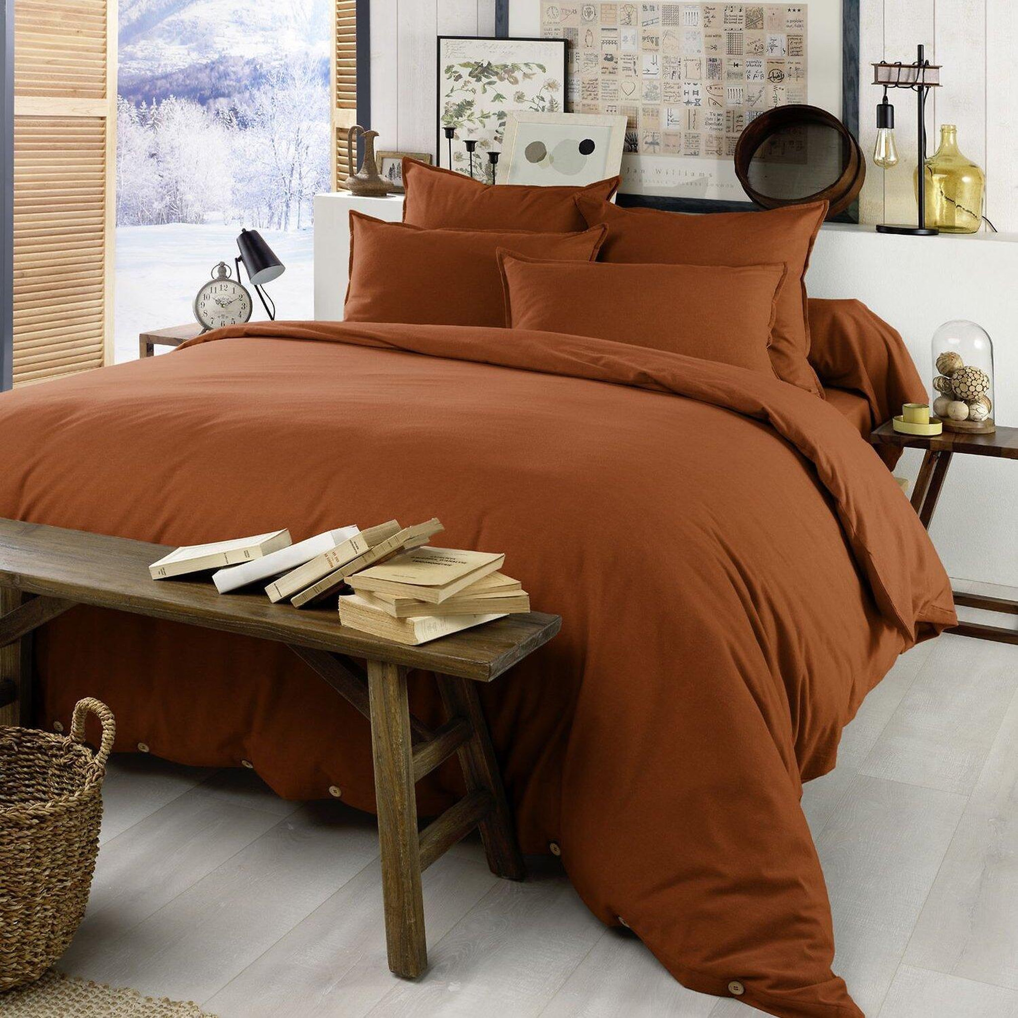 Home collection Housse de couette 100%flanelle. Coloris disponibles : Blanc