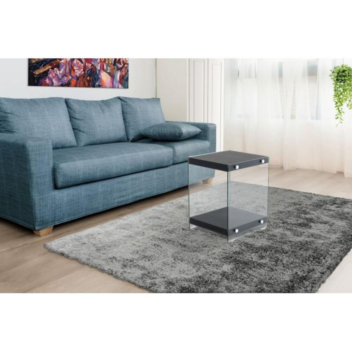 Paris Prix Table d'Appoint en Bois  Elementary  45cm Noir Mat