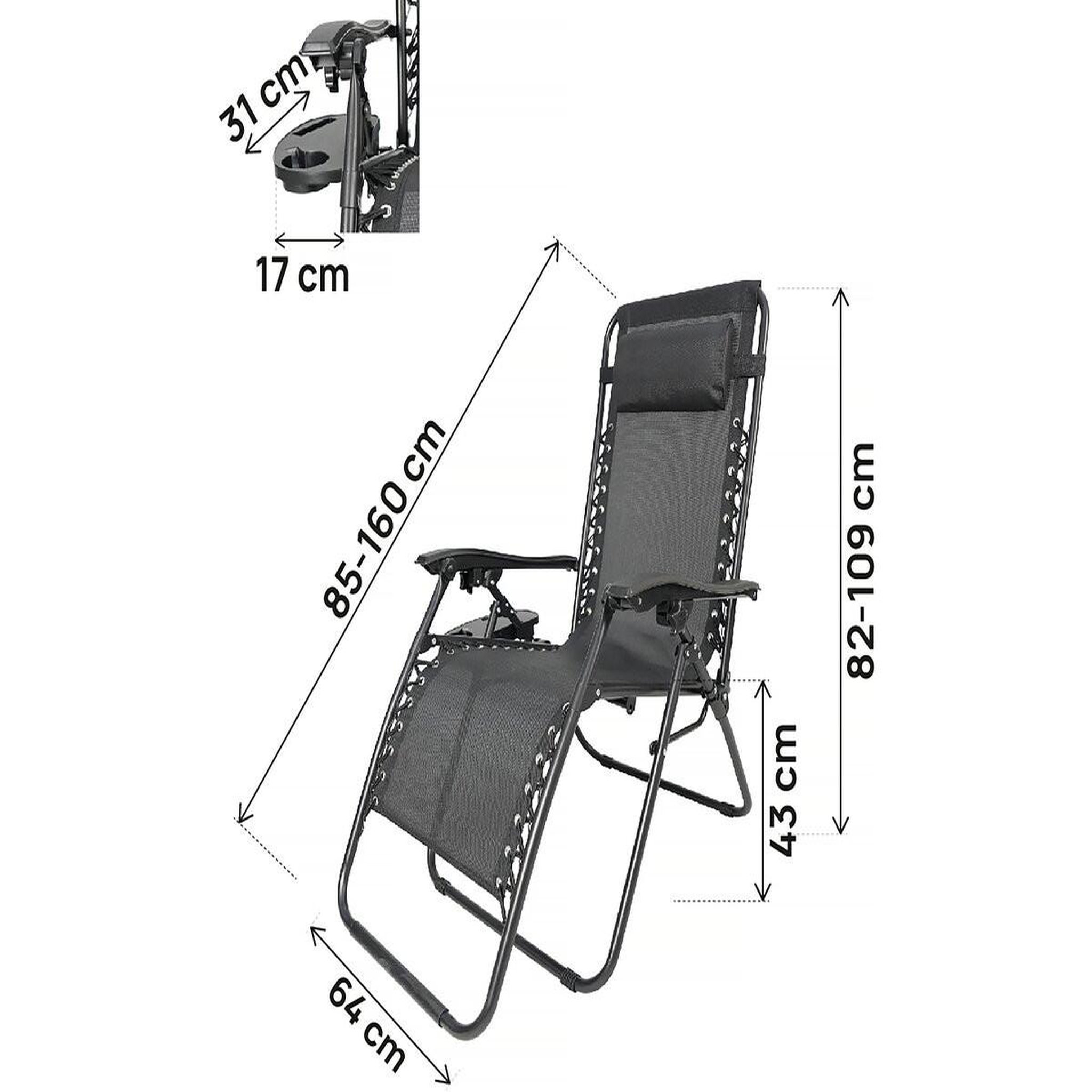 Voir la diapositive 3 : Habitat et Jardin Lot de 2 fauteuils de jardin inclinable zéro gravité  sintra  - noir