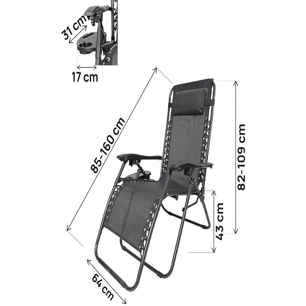 Habitat et Jardin Lot de 2 Fauteuils de jardin inclinable zéro gravité  Sintra  - Noir