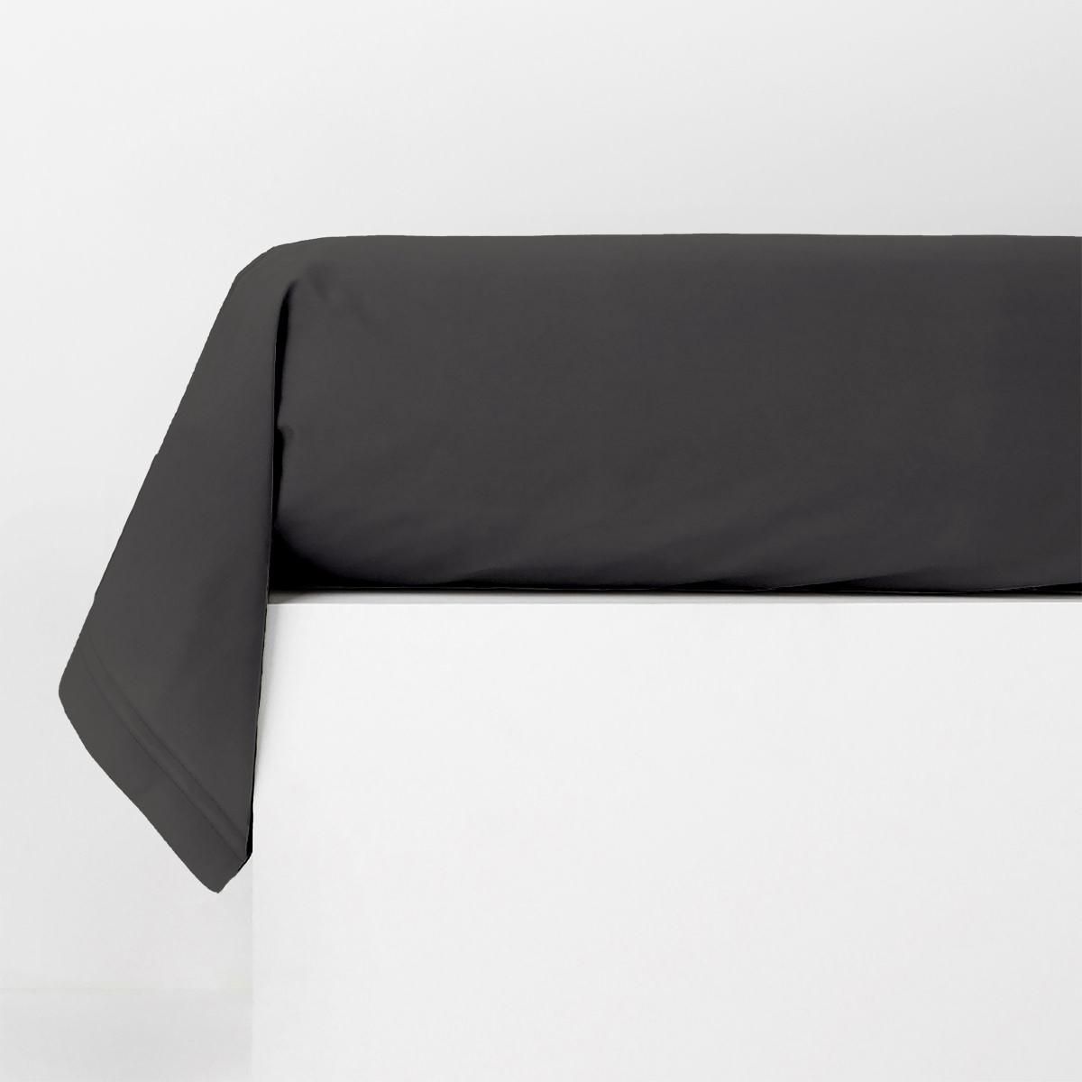 FUTURE HOME Taie traversin en coton 57 fils unie gris souris gris 85x185cm