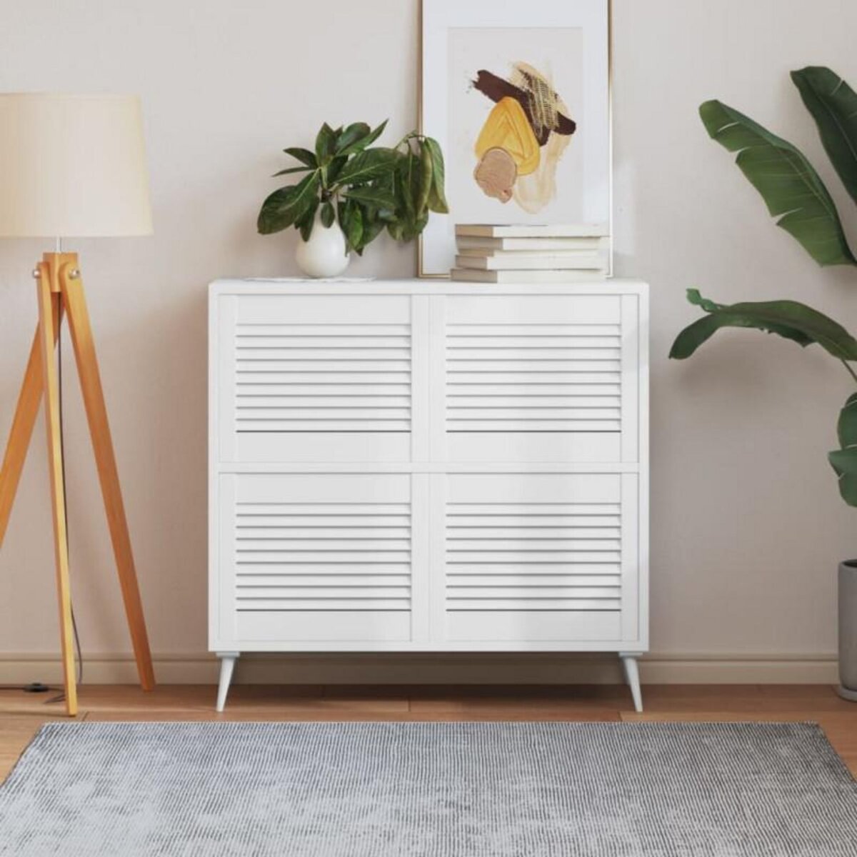 VIDAXL Portes d armoire à persiennes 4pcs blanc 39,5x49,4cm pin massif